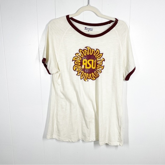 Champion White ASU Graphic Short Sleeve Ringer Tee Extra Large - Picture 1 of 4